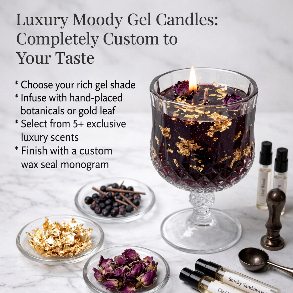 LÜME Noir Elixir Luxury Gel Candle – Vanilla, Black Oud & White Musk