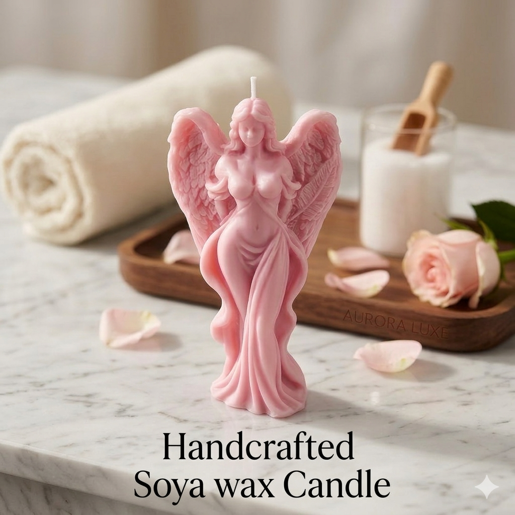 LÜME Angel Serenity Sculpted Soy Wax Candle – Lavender, Sandalwood & Rose