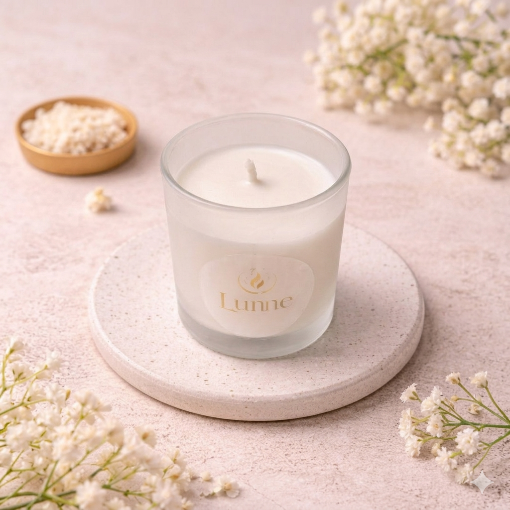 LÜME Jasmine & Rosemary Luxury Soy Wax Candle – Frosted Glass Edition
