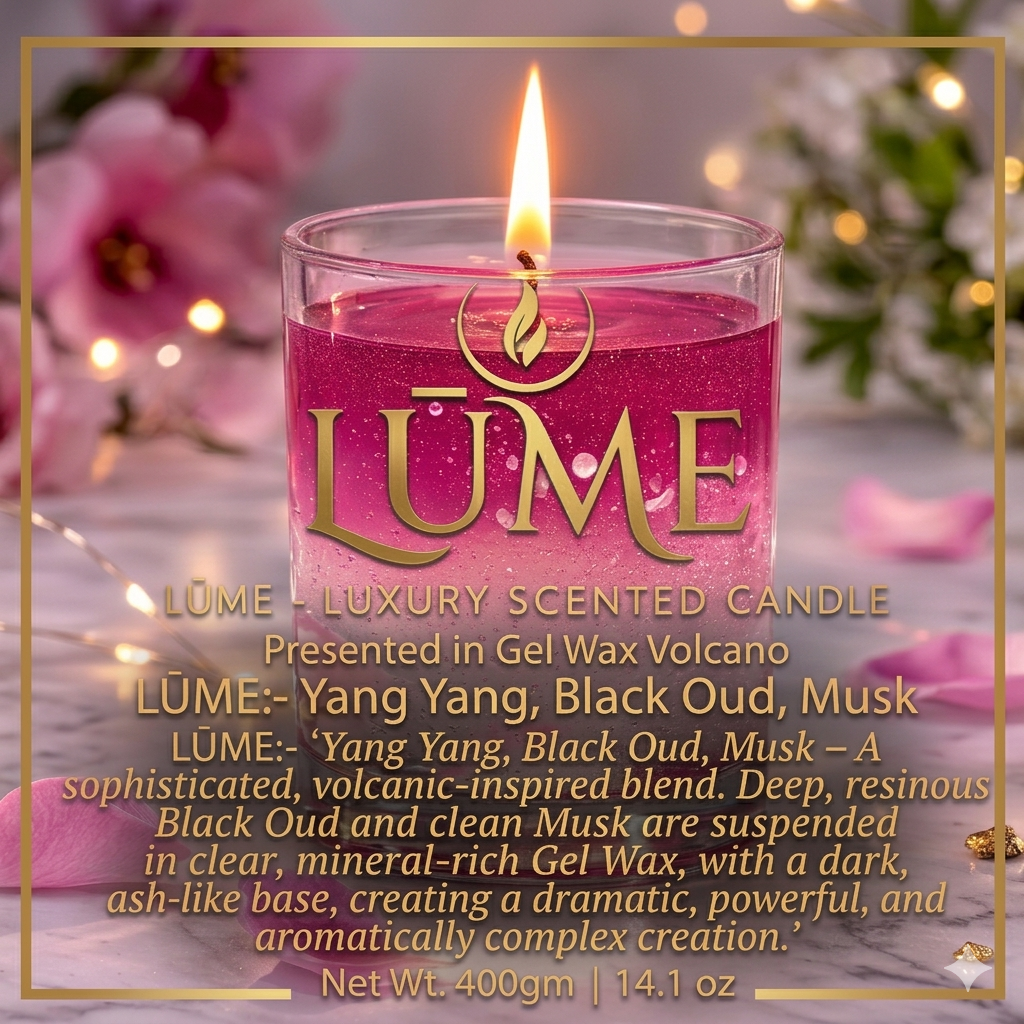 LÜME Volcanic Aura Luxury Gel Candle – Ylang Ylang, Black Oud & Musk