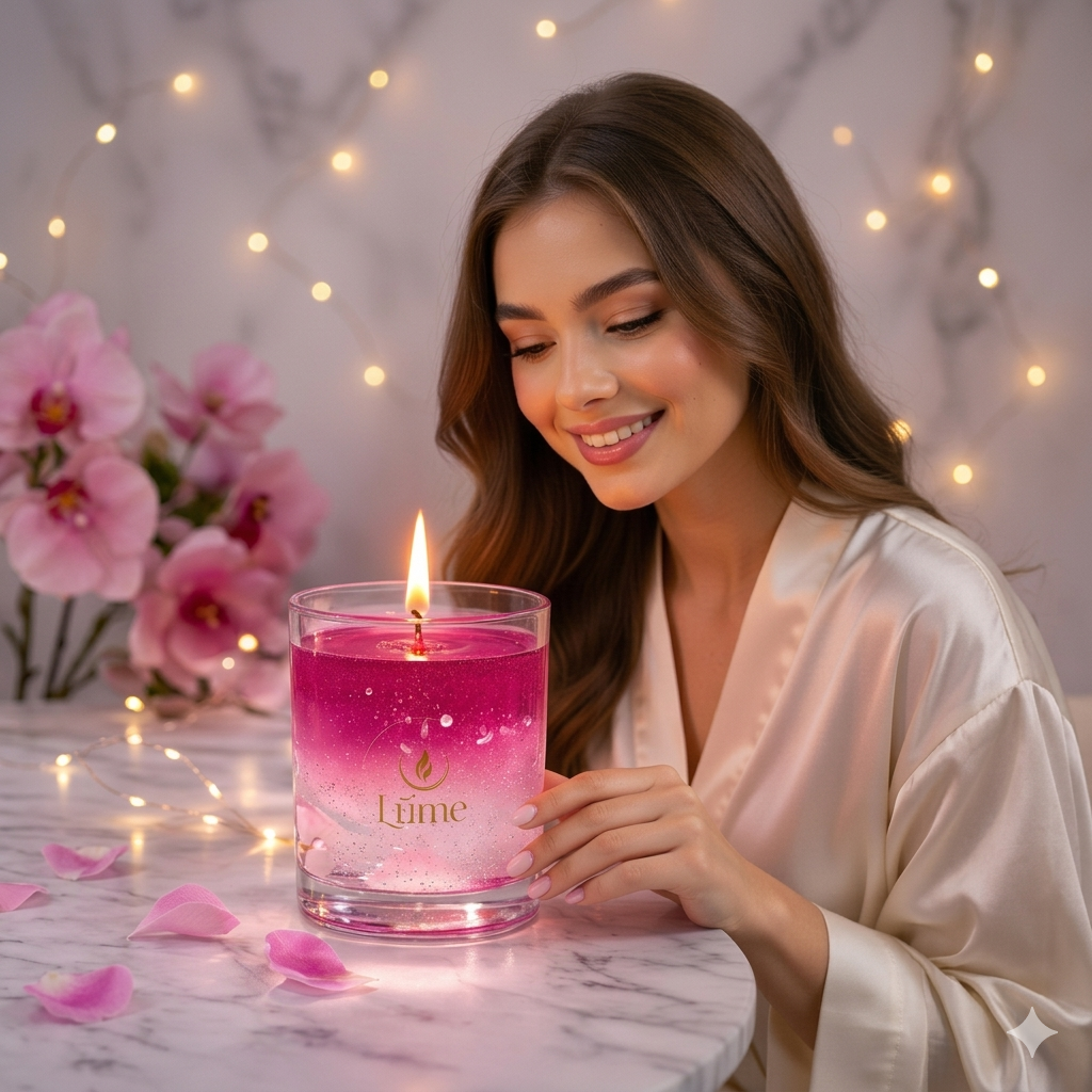 LÜME Volcanic Aura Luxury Gel Candle – Ylang Ylang, Black Oud & Musk