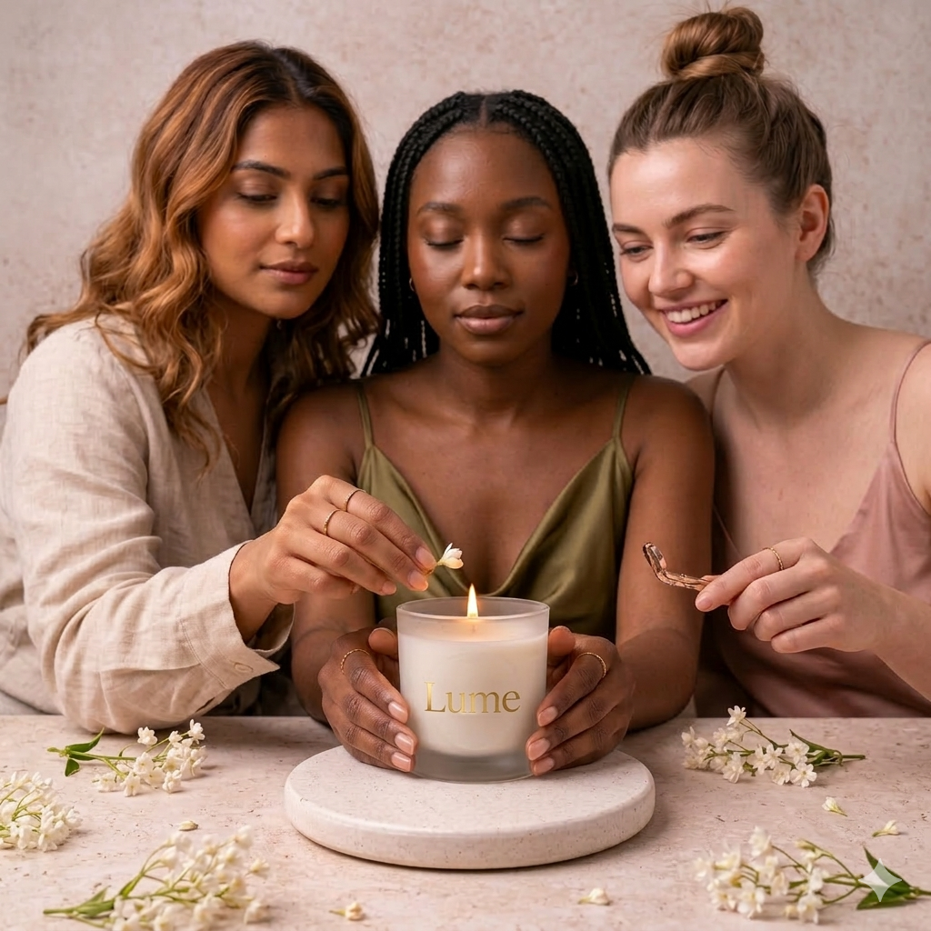 LÜME Jasmine & Rosemary Luxury Soy Wax Candle – Frosted Glass Edition