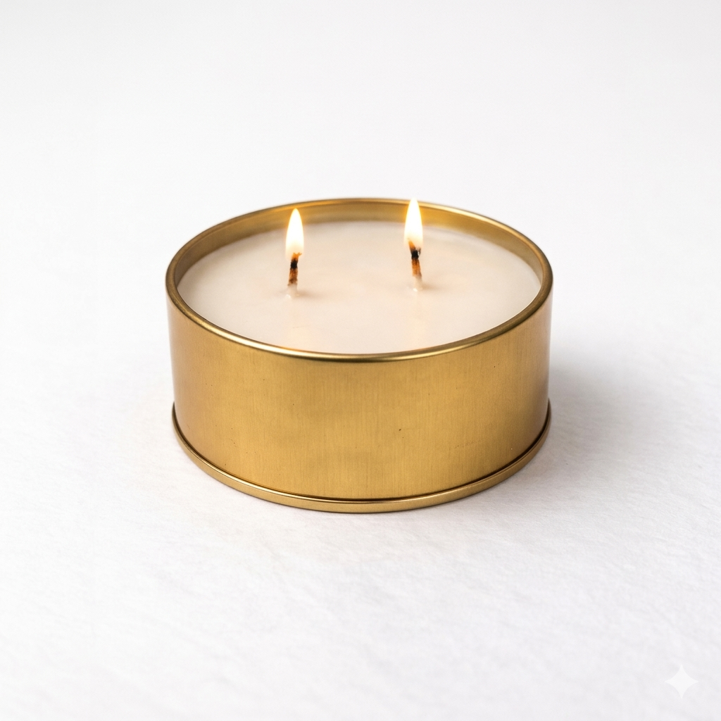 LÜME Luxury Double Wick Soy Wax Candle – Red Apple, Cinnamon & Lavender (Gold Jar)