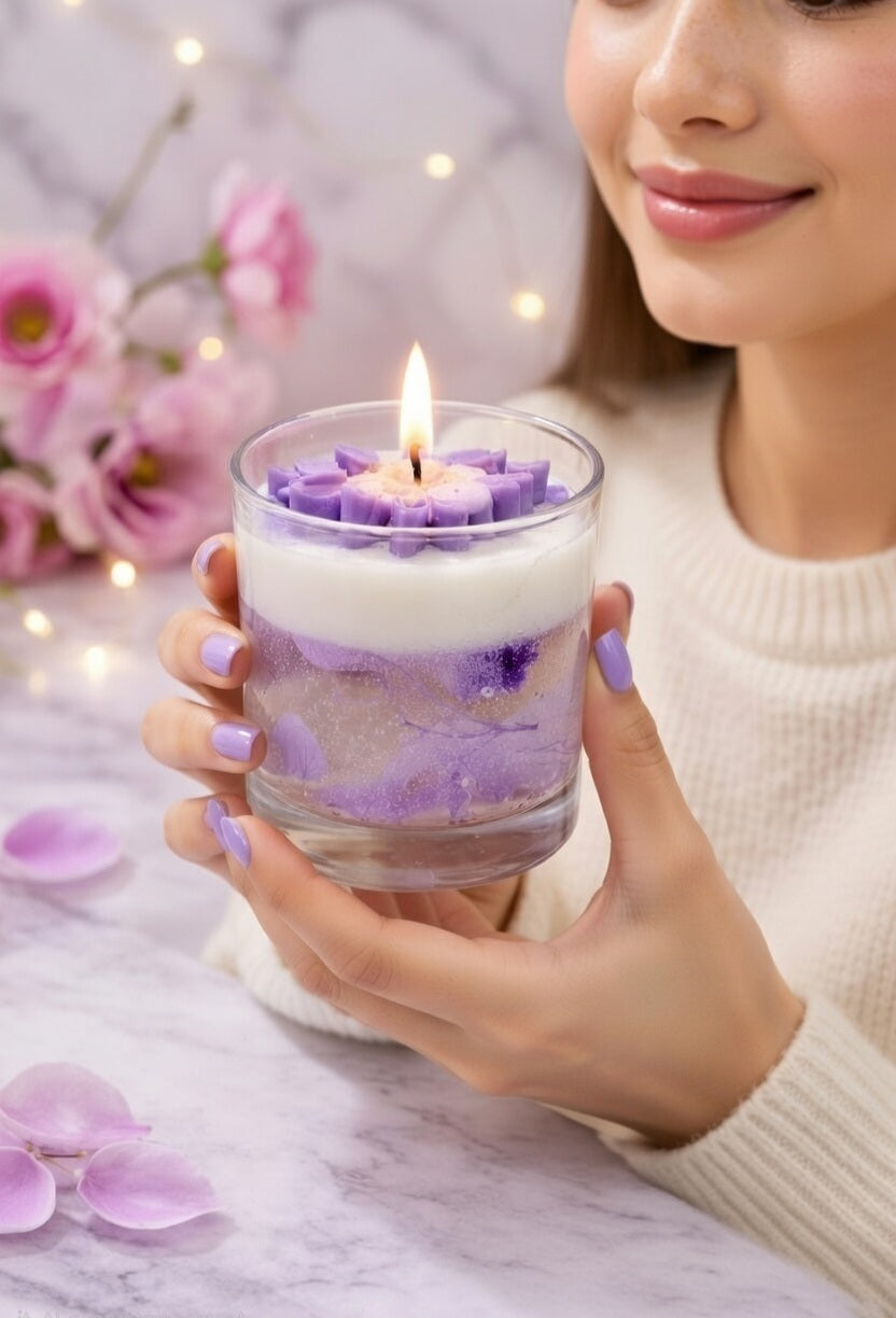 LÜME Lavender Bloom Luxury Gel Wax Candle – Ylang Ylang, Black Oud & Musk
