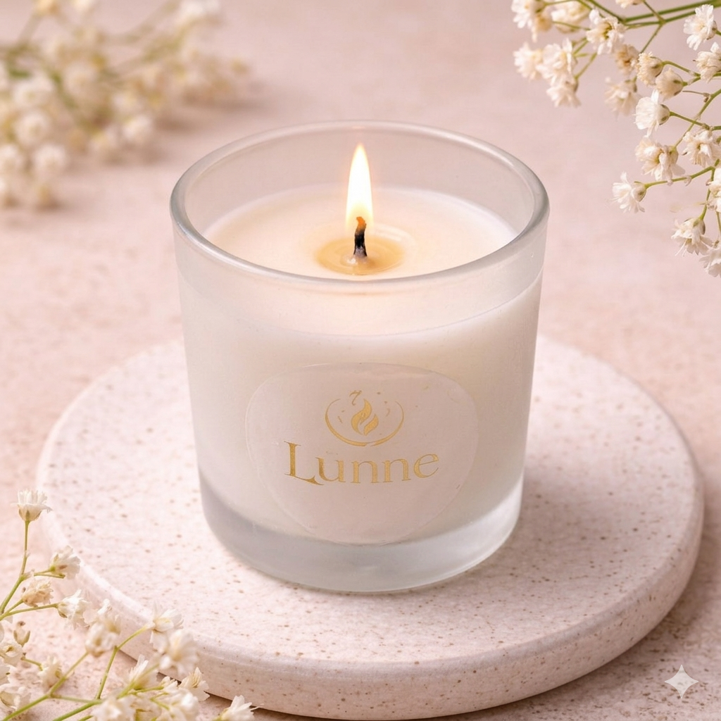 LÜME Jasmine & Rosemary Luxury Soy Wax Candle – Frosted Glass Edition