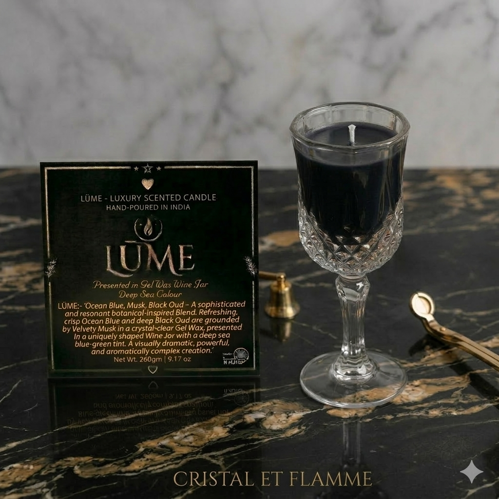 LÙME Ocean Noir – Crystal Wine Glass Luxury Candle