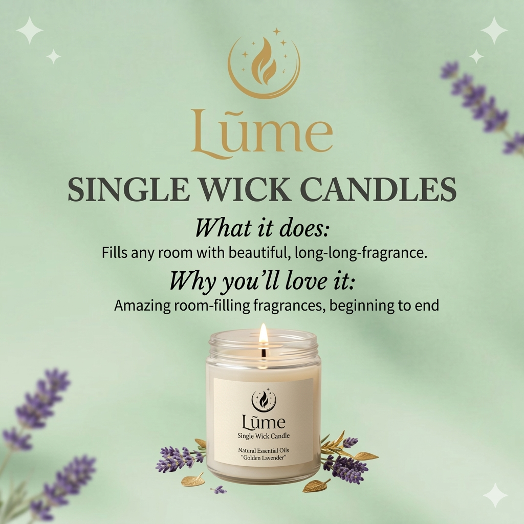 LÜME Golden Bloom Luxury Soy Candle – Rosemary & Green Apple