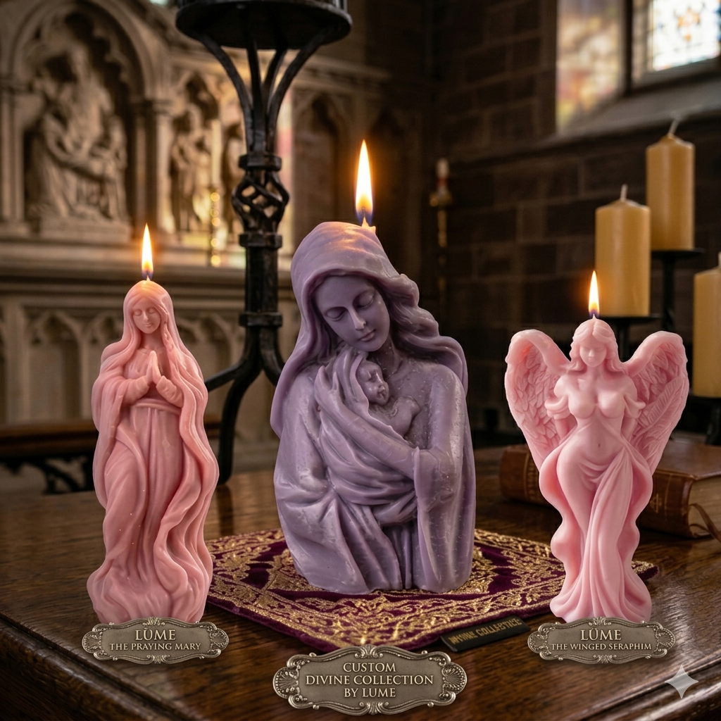 LÜME Angel Serenity Sculpted Soy Wax Candle – Lavender, Sandalwood & Rose