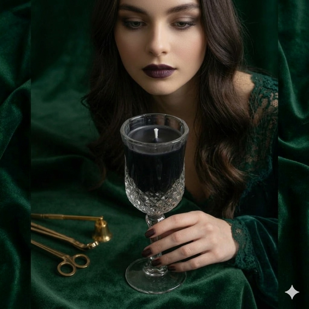 LÙME Ocean Noir – Crystal Wine Glass Luxury Candle