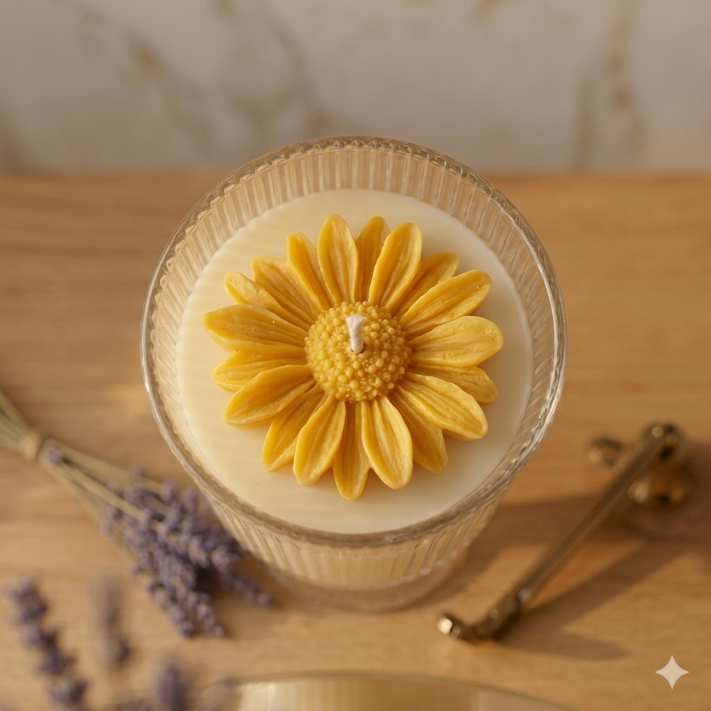 LÜME Golden Bloom Luxury Soy Candle – Rosemary & Green Apple