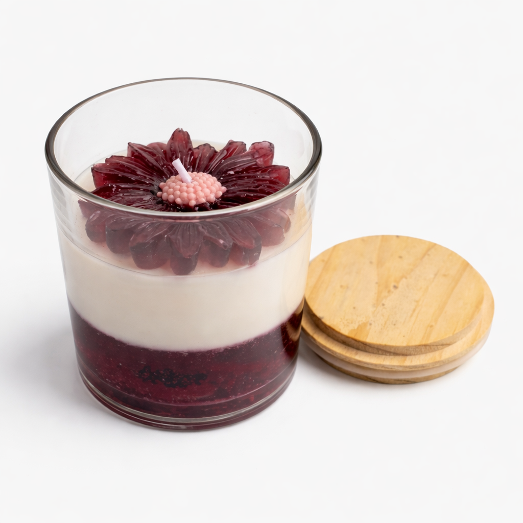 Luxury Botanical Bloom Candle – Handcrafted Layered Aromatherapy Glass Candle
