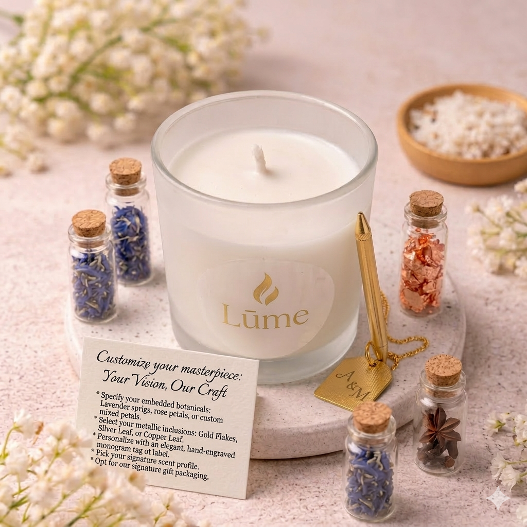LÜME Jasmine & Rosemary Luxury Soy Wax Candle – Frosted Glass Edition
