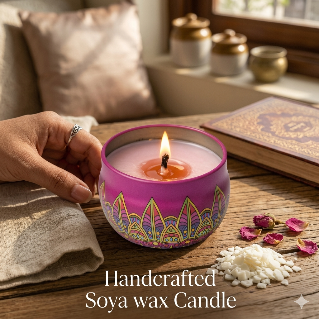 LÜME Luxury Handcrafted Soy Wax Candle – Red Apple, Cinnamon & Lavender (Decorative Jar)