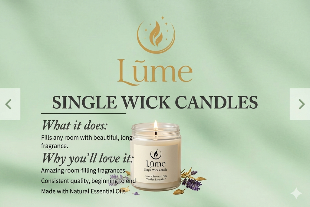 LÜME Stress Relief Luxury Soy Wax Candle – Rose Petals, Chamomile & Ylang Ylang