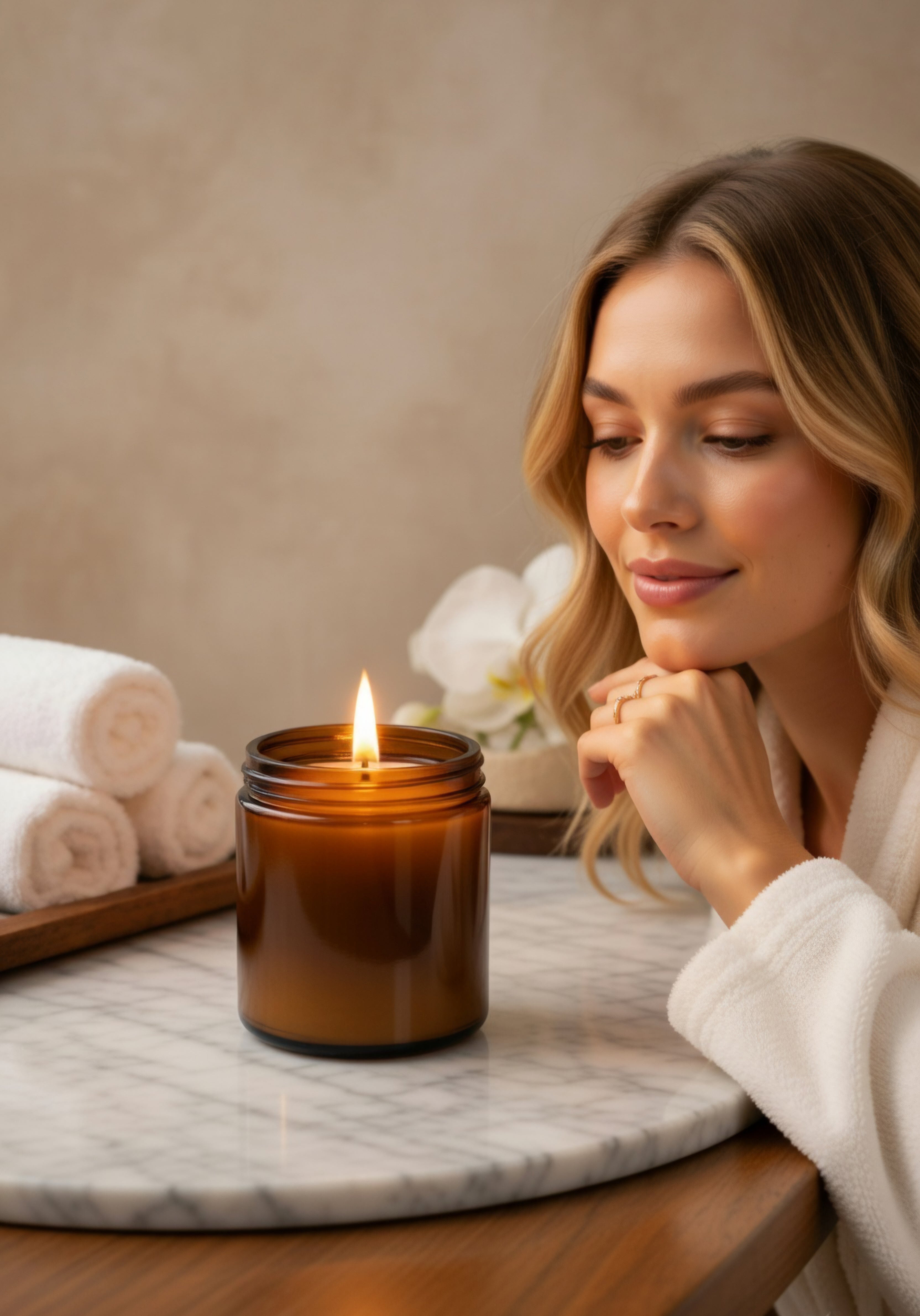 LÜME Stress Relief Luxury Soy Wax Candle – Rose Petals, Chamomile & Ylang Ylang