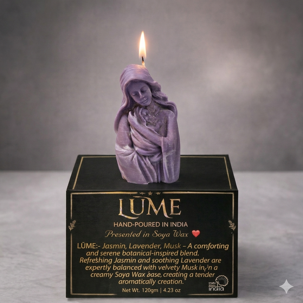 LÜME Serenity Mother & Child Sculpted Soy Wax Candle – Jasmine, Lavender & Musk