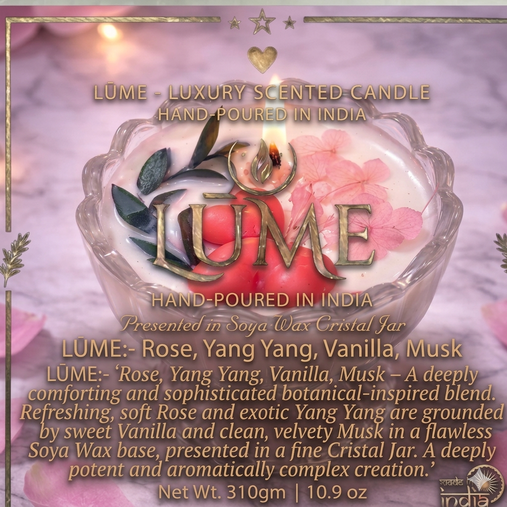 LÜME Rose Blossom Luxury Soy Wax Candle – Rose, Ylang Ylang, Vanilla & Musk