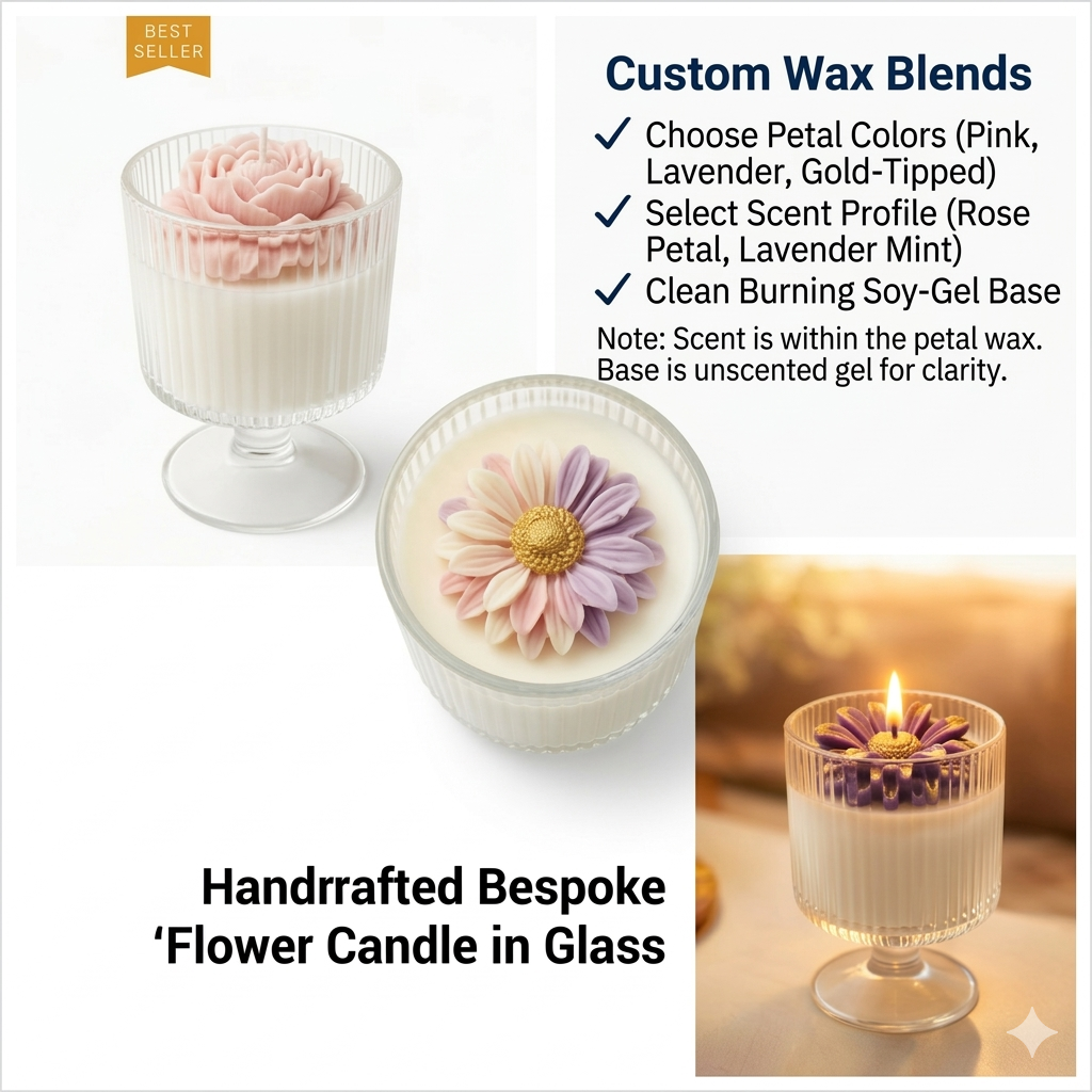 LÜME Golden Bloom Luxury Soy Candle – Rosemary & Green Apple