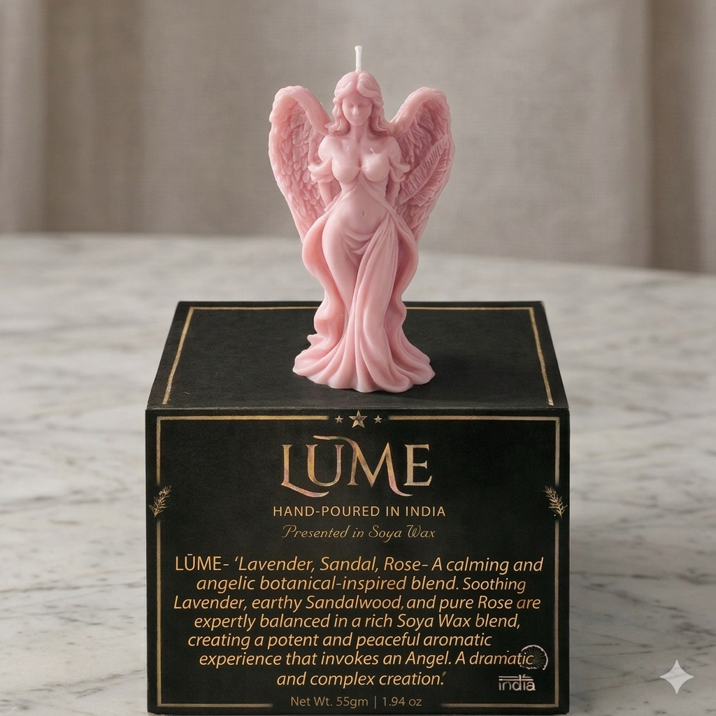 LÜME Angel Serenity Sculpted Soy Wax Candle – Lavender, Sandalwood & Rose