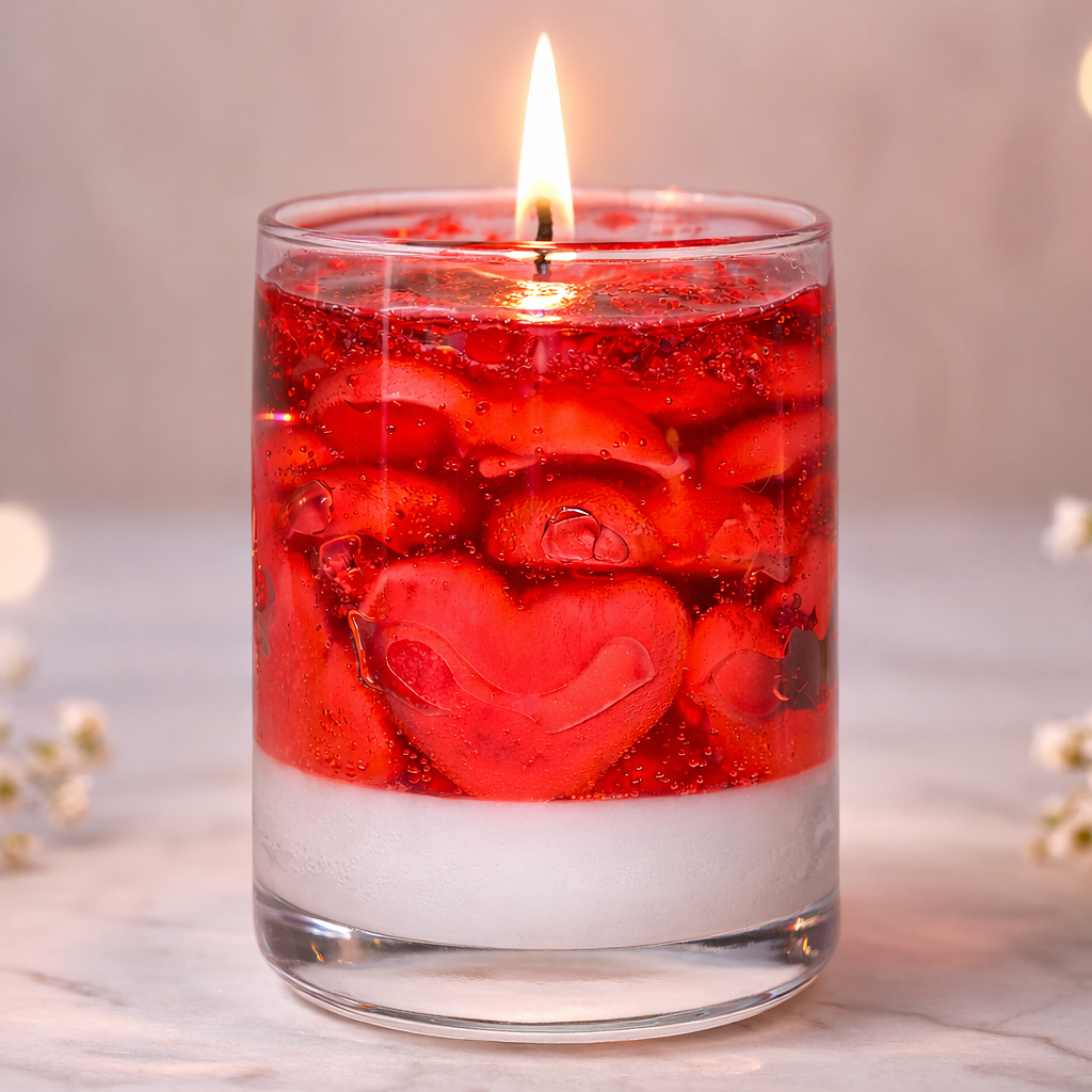 LÜME Crimson Hearts Luxury Gel Candle – Rose, Jasmine & Blue Ocean